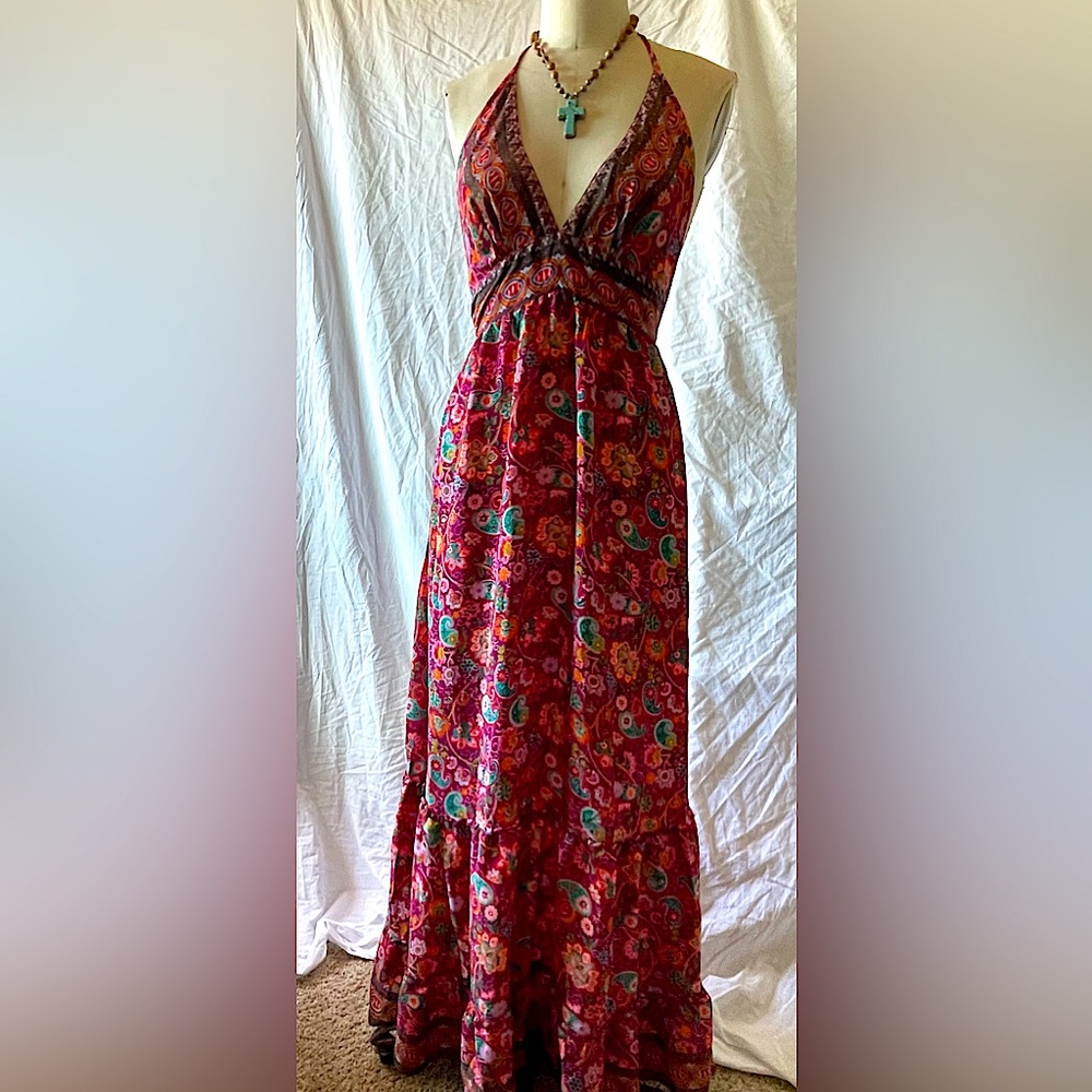 Boho Silky Summer Dress One Size Fits Most